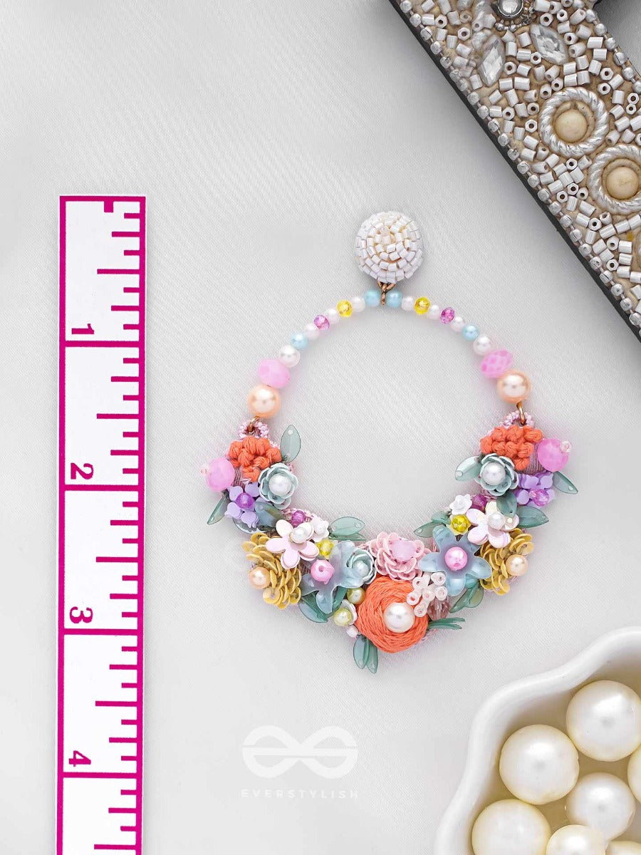 Apanidra - The Floral Beauty - Sequins, Beads And Pearls Embroidered Earrings