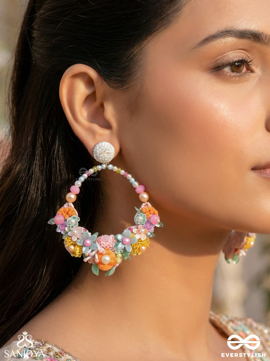 Apanidra - The Floral Beauty - Sequins, Beads And Pearls Embroidered Earrings