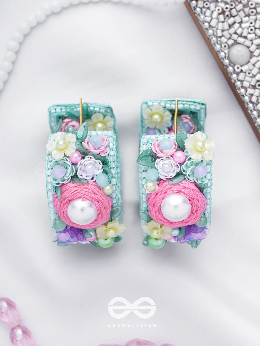 Abhicharini - The Enchantress Bouquet - Sequins, Pearls And Beads Embroidered Earrings