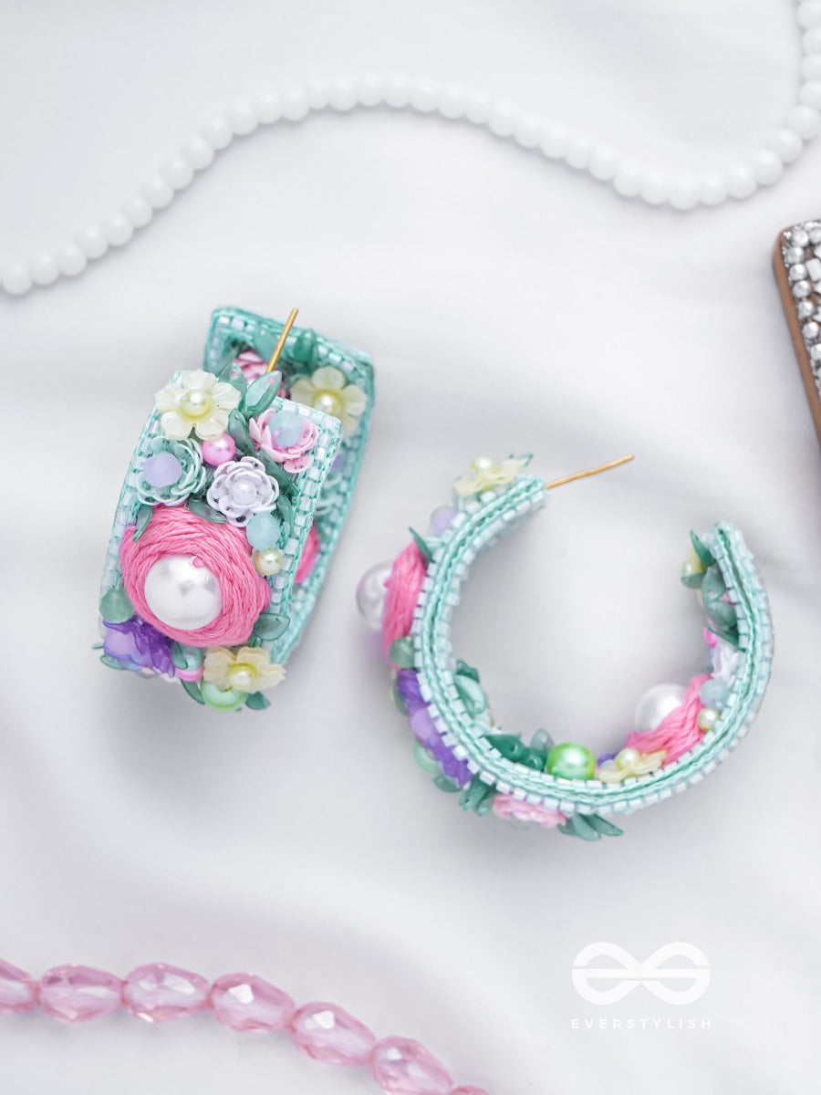 Abhicharini - The Enchantress Bouquet - Sequins, Pearls And Beads Embroidered Earrings