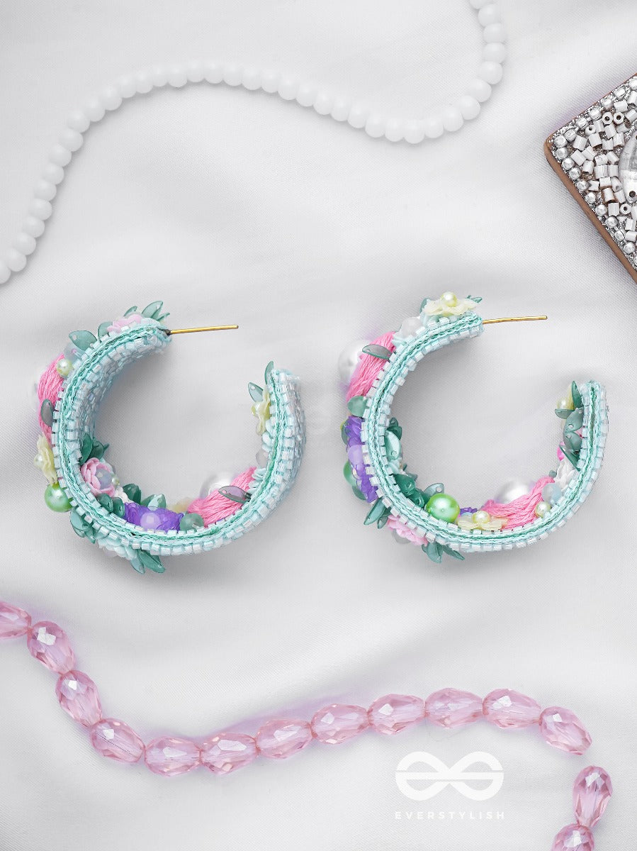 Abhicharini - The Enchantress Bouquet - Sequins, Pearls And Beads Embroidered Earrings