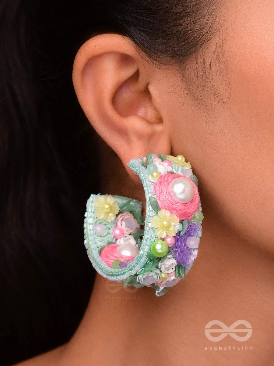 Abhicharini - The Enchantress Bouquet - Sequins, Pearls And Beads Embroidered Earrings