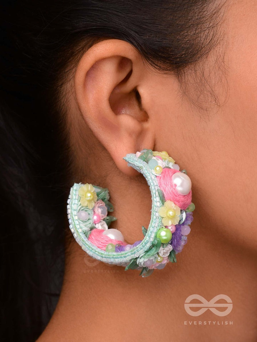 Abhicharini - The Enchantress Bouquet - Sequins, Pearls And Beads Embroidered Earrings