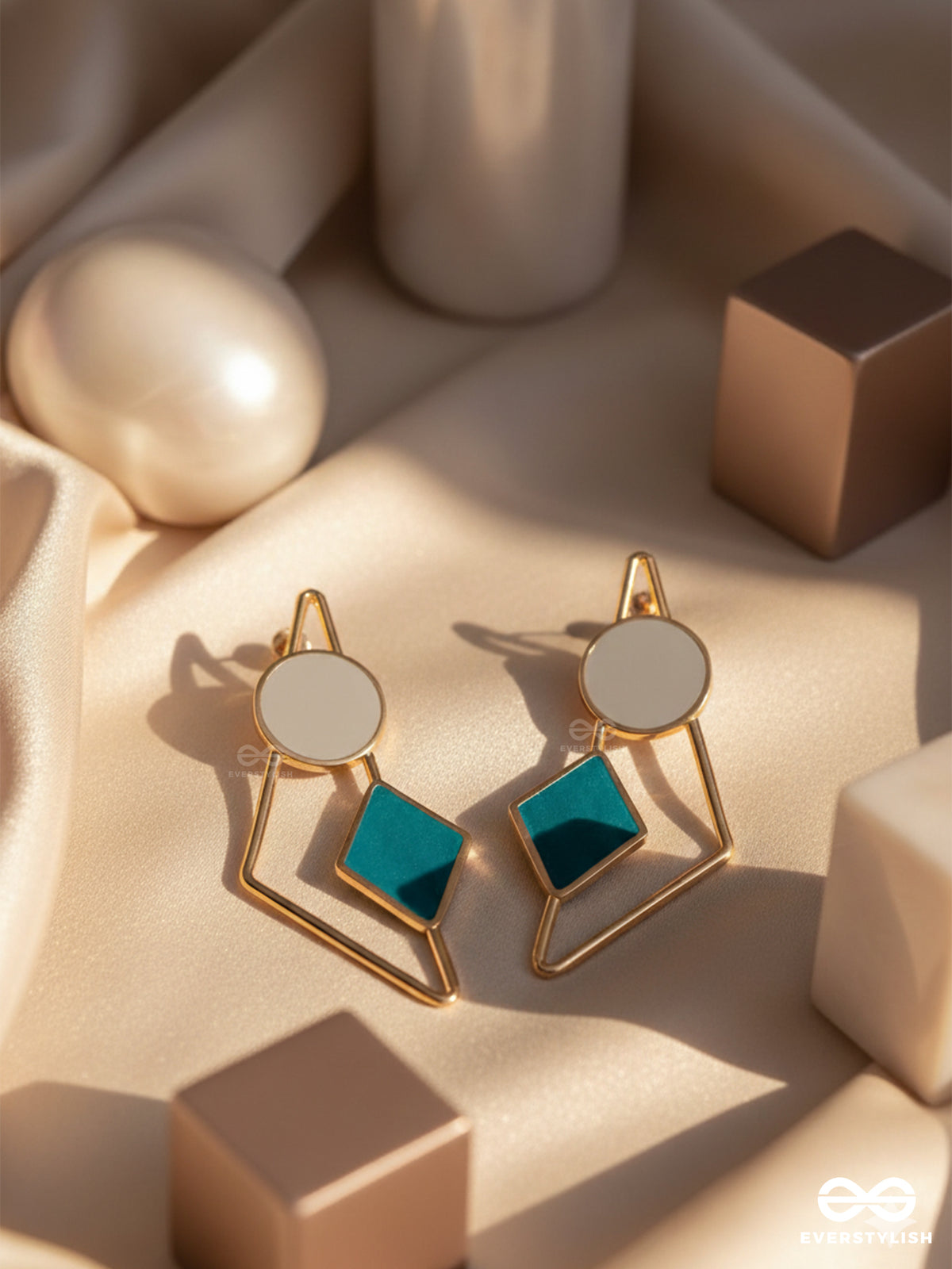 The Elegant Apex - Golden Enameled Earrings
