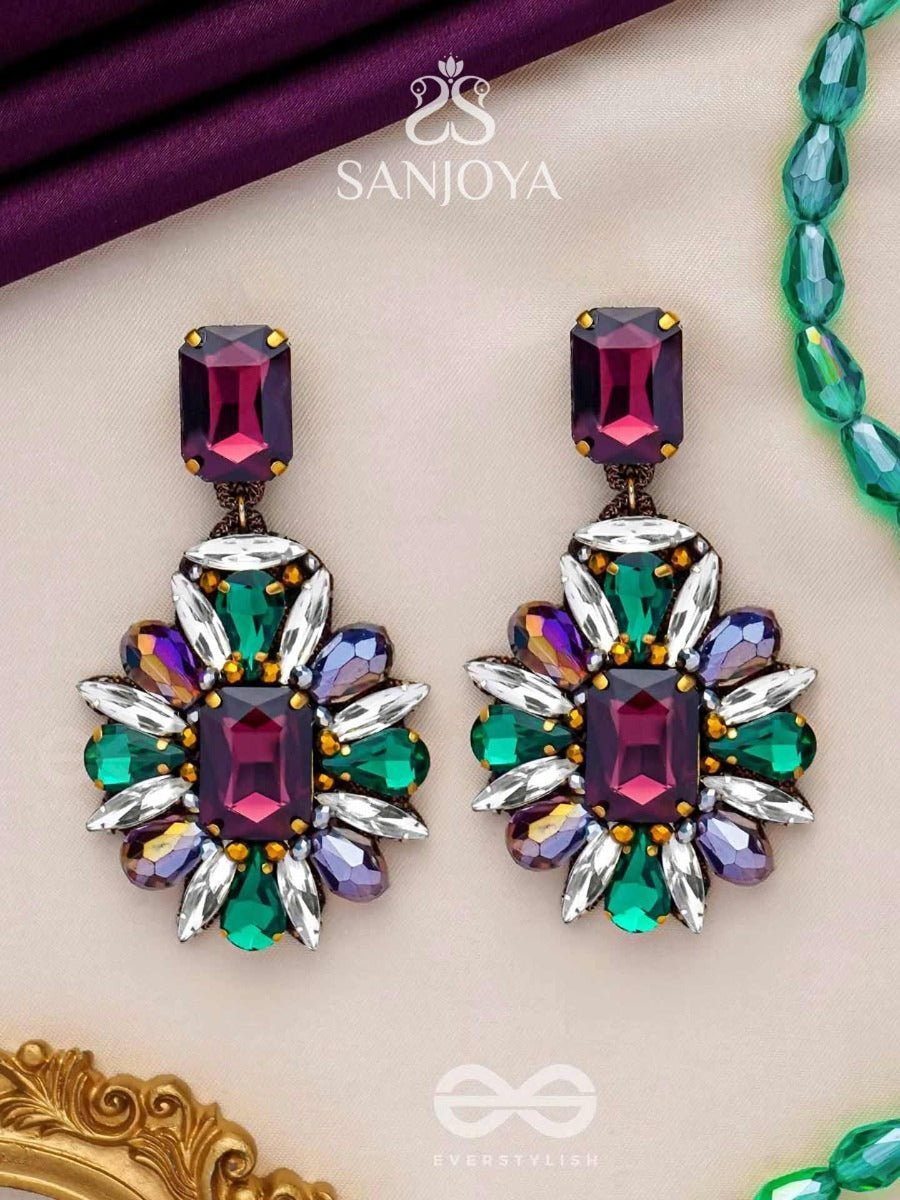 Manidhavalika - The Lavish Gems - Stone Embroidered Earrings