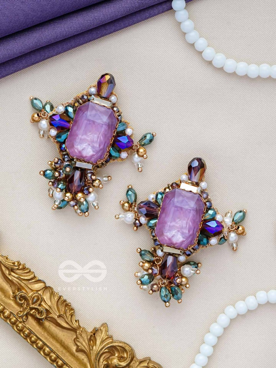 Shileya - The Crystal Harmony - Stone And Beads Embroidered Earrings