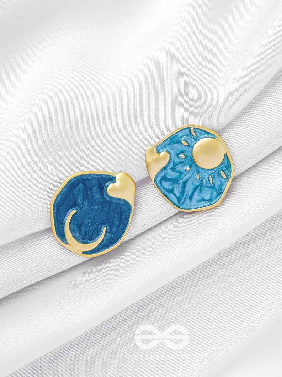 Daydreams & Nightskies - Golden Enamelled Stud Earrings