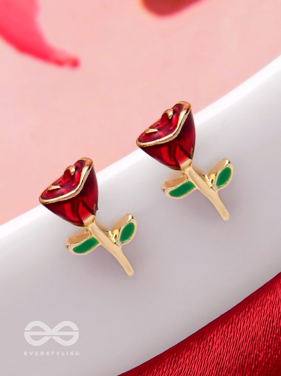 Rosy Posy Sparklers - Golden Stud Earrings