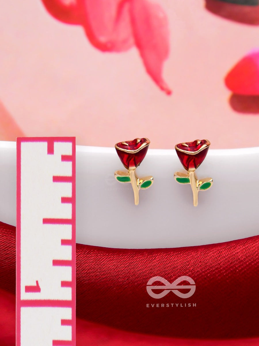 Rosy Posy Sparklers - Golden Stud Earrings