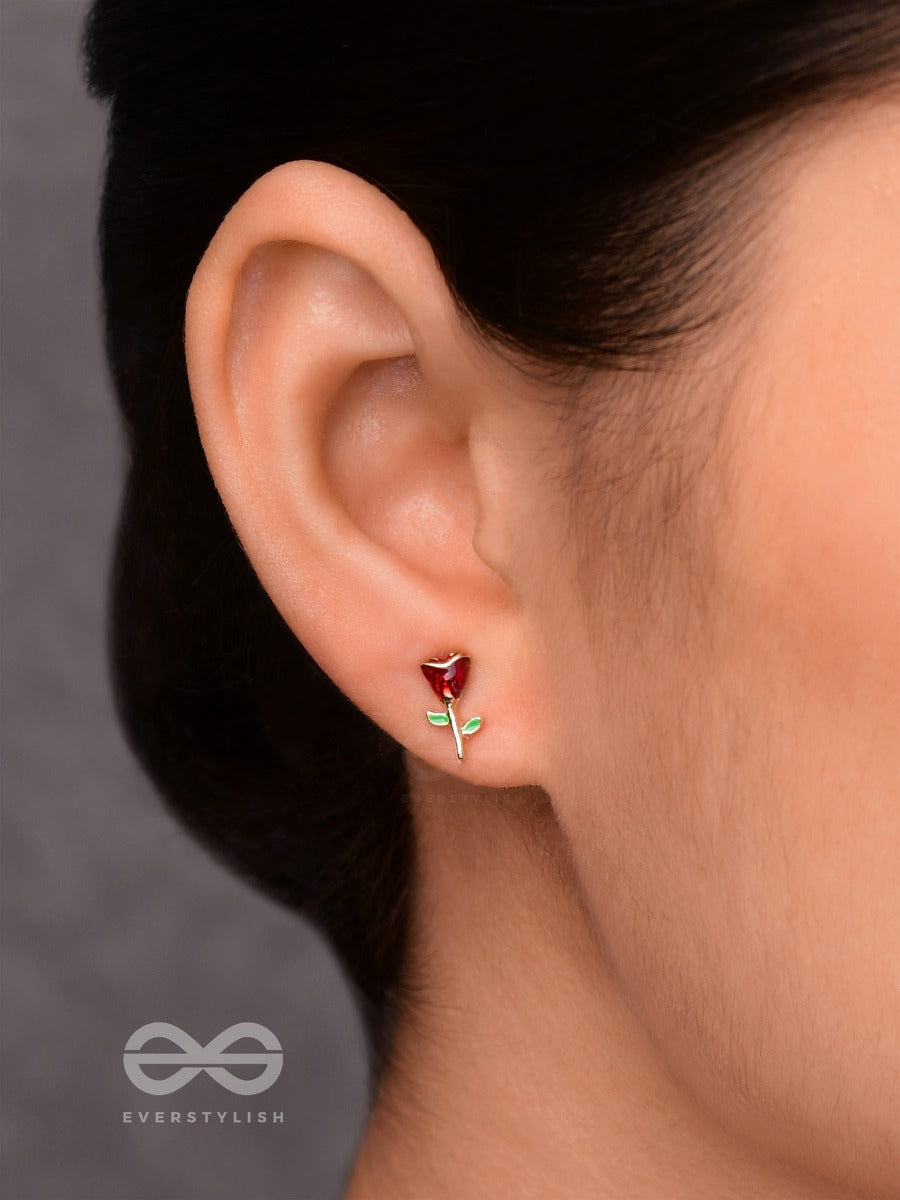 Rosy Posy Sparklers - Golden Stud Earrings
