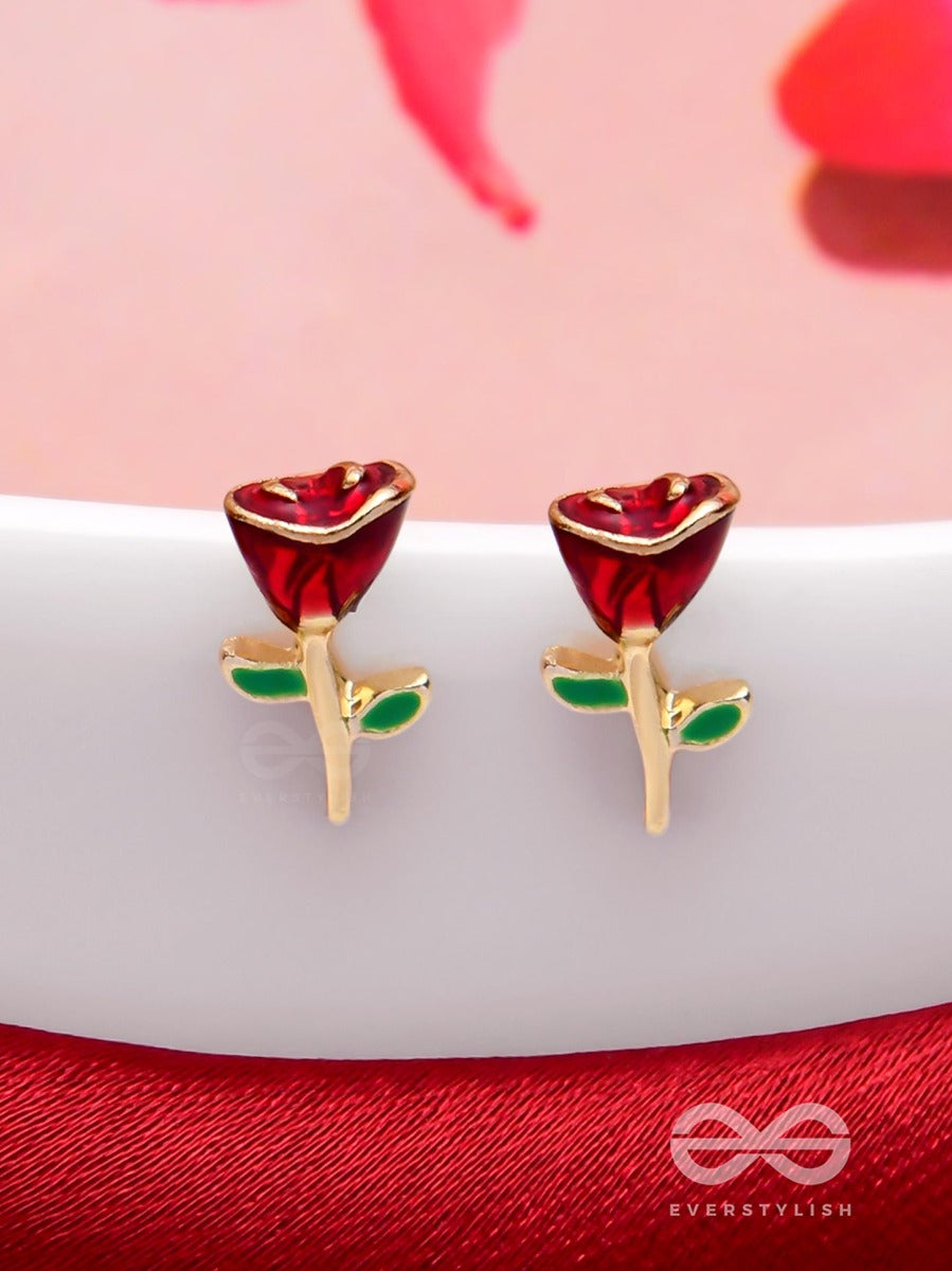 Rosy Posy Sparklers - Golden Stud Earrings