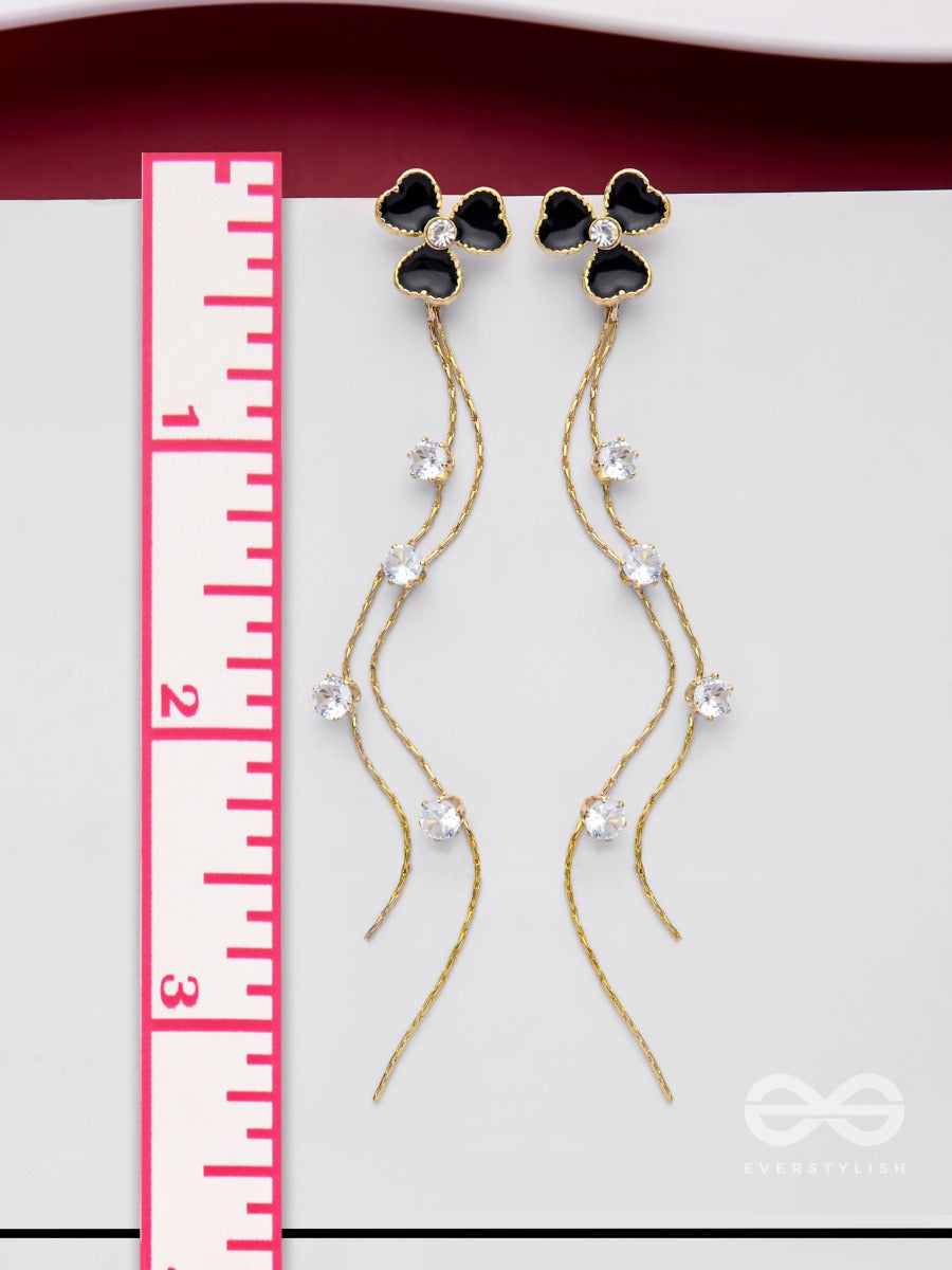 Bloomin' Midnight - Golden Embellished Earrings
