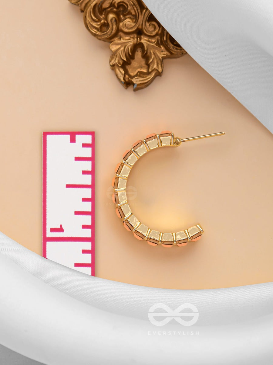 Crystal Galaxies - Golden Embellished Earrings (Peach)