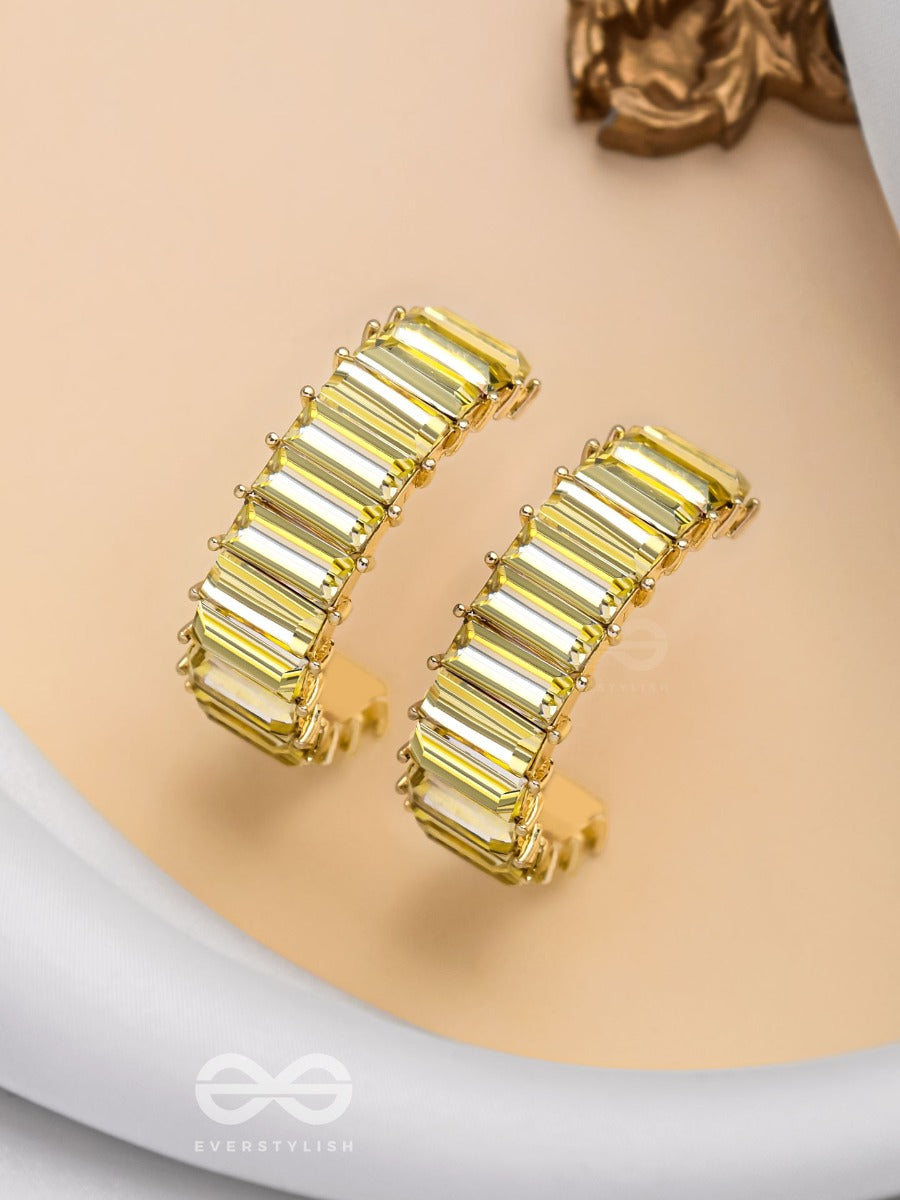 Crystal Galaxies - Golden Embellished Earrings (Golden)