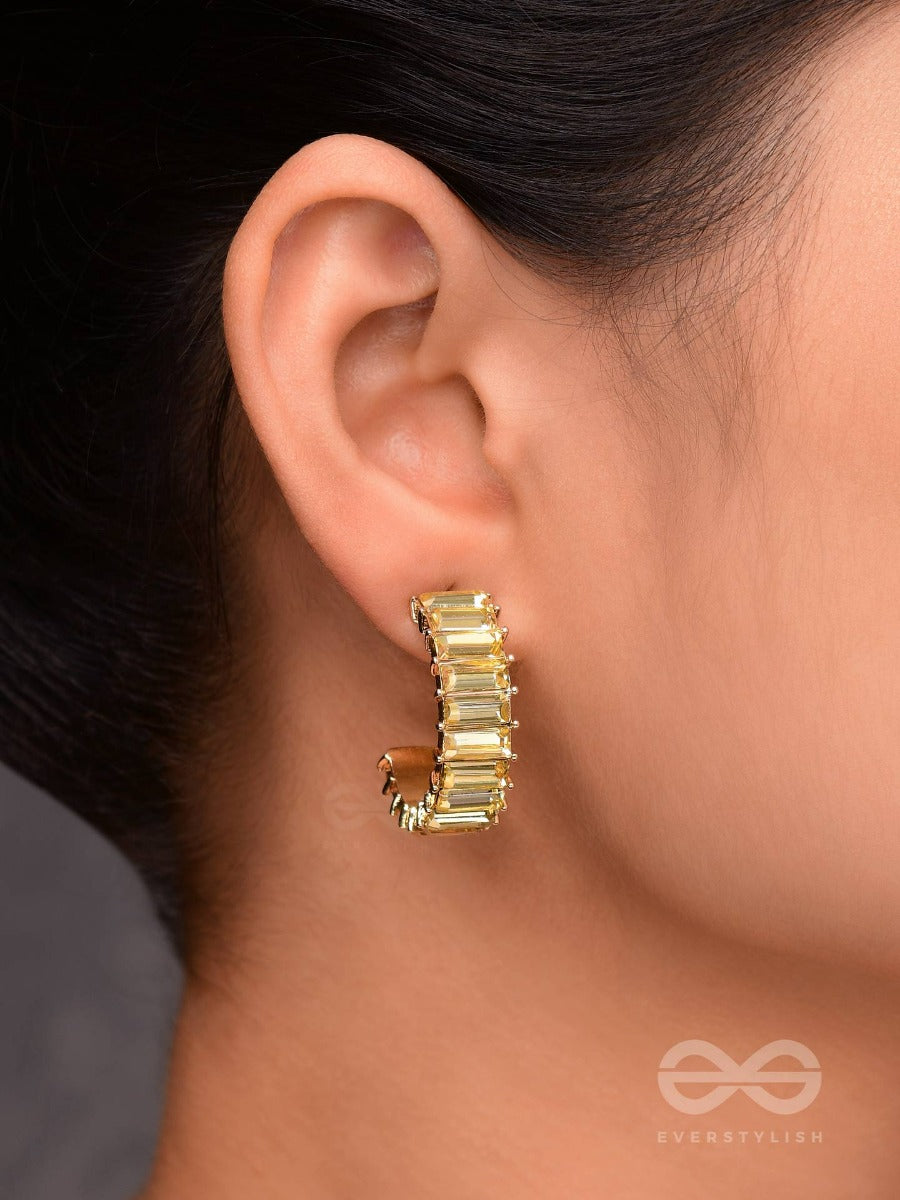 Crystal Galaxies - Golden Embellished Earrings (Golden)