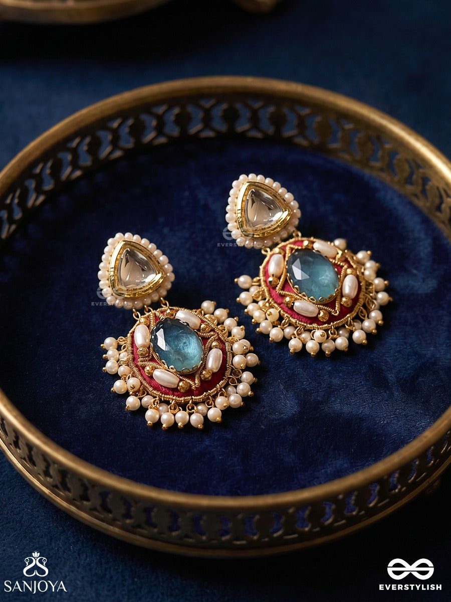 Viraya - Ethereal Luxe Essence - Stone, Beads, Polki And Kundan Finished Embroidered Earrings