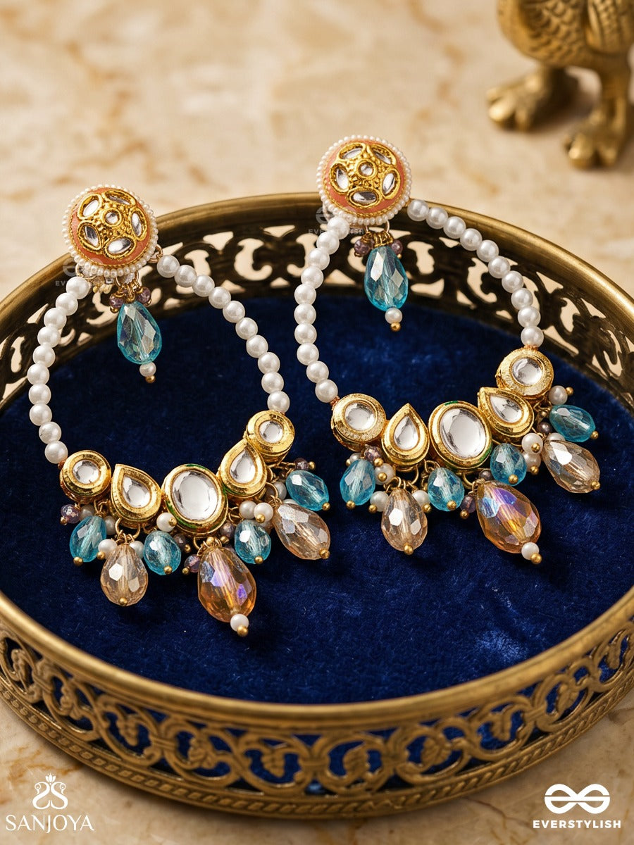 Marichika - The Mirage Sparklers - Golden Embellished Polki And Kundan Statement Earrings