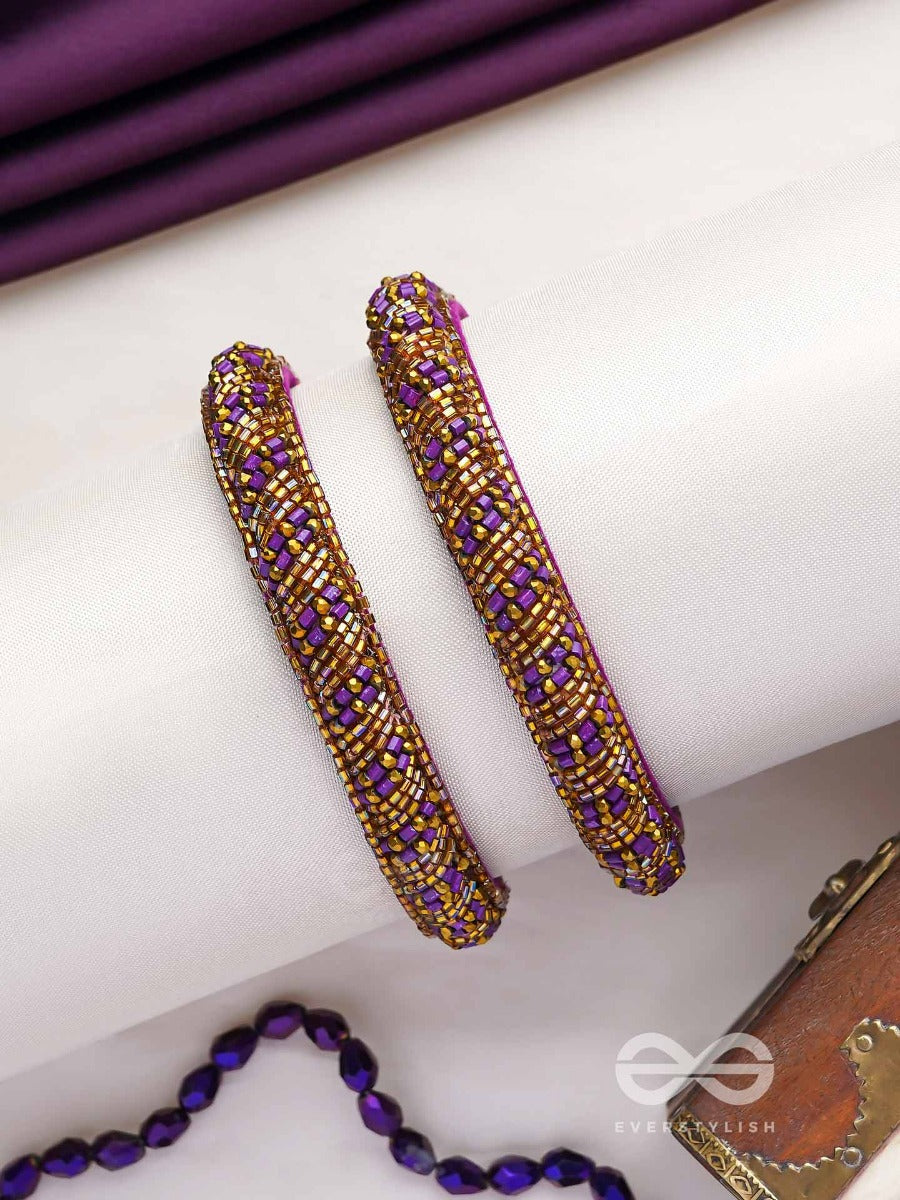 Dhvanti - The Dark Star - Cutdana And Beads Embroidered Bangles (Set Of 2)