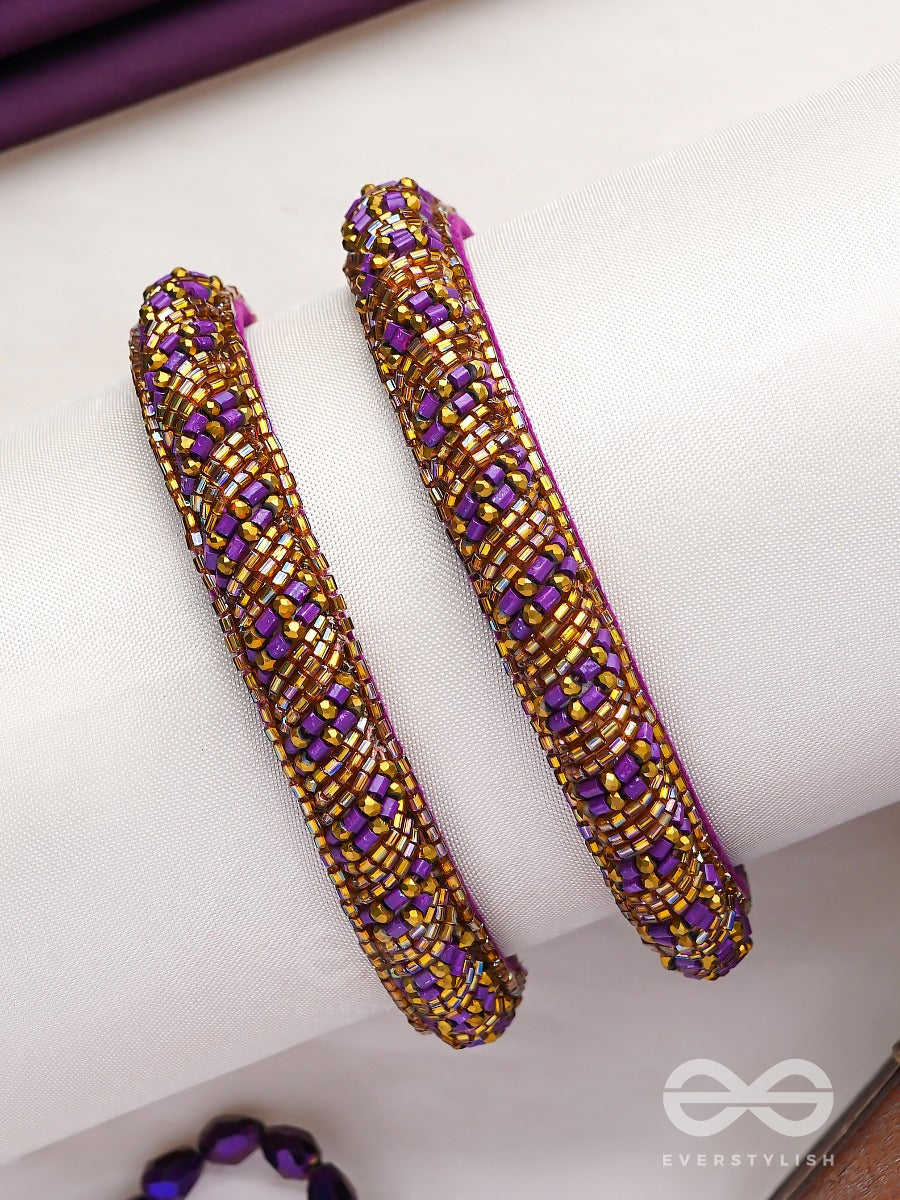 Dhvanti - The Dark Star - Cutdana And Beads Embroidered Bangles (Set Of 2)