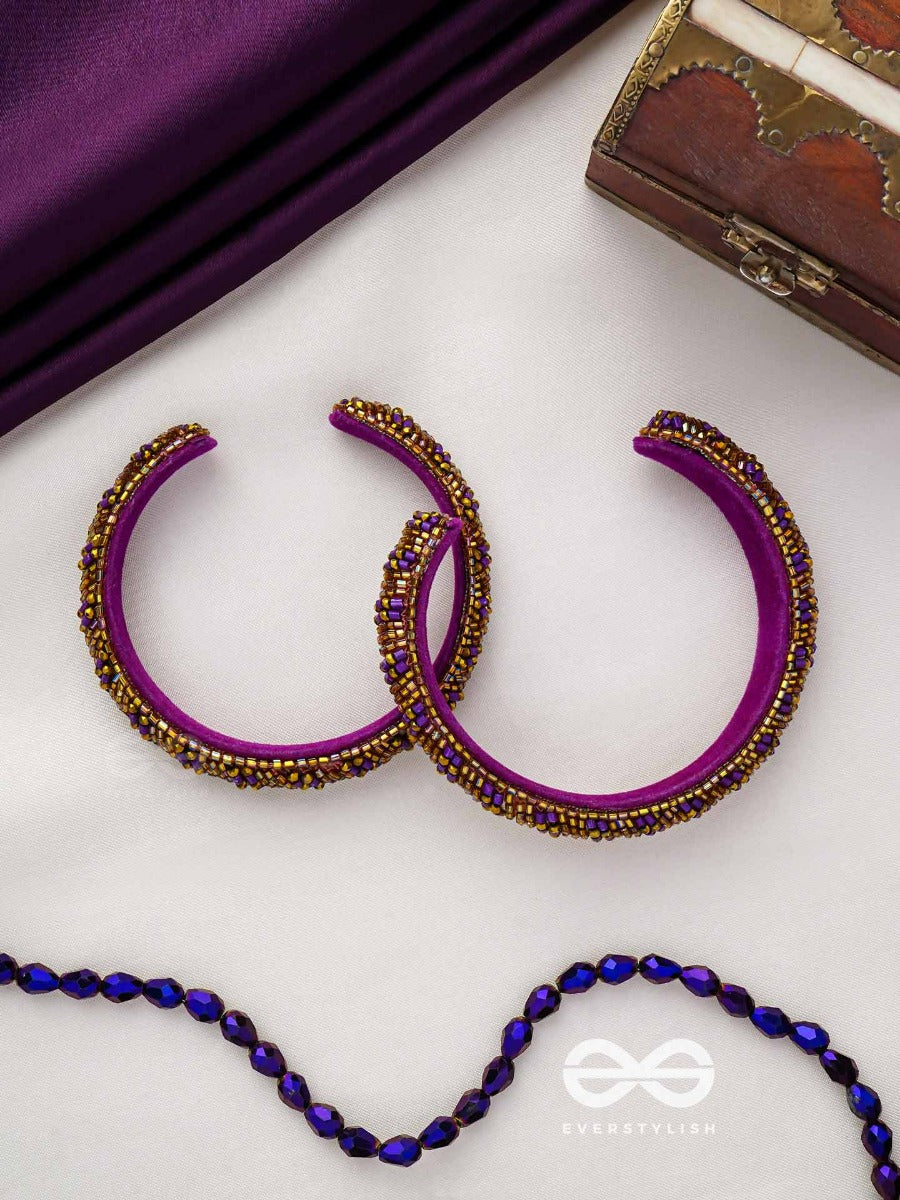 Dhvanti - The Dark Star - Cutdana And Beads Embroidered Bangles (Set Of 2)