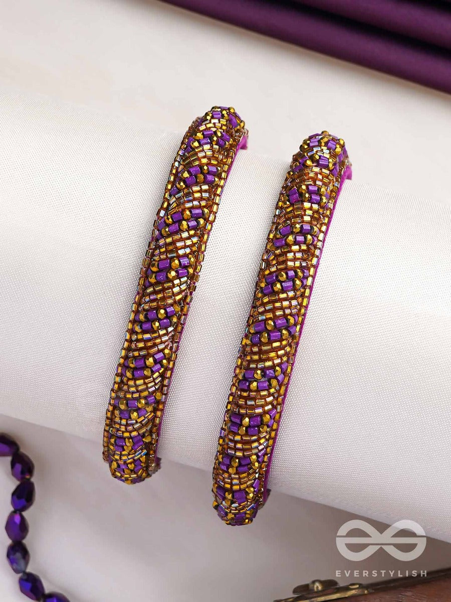 Dhvanti - The Dark Star - Cutdana And Beads Embroidered Bangles (Set Of 2)