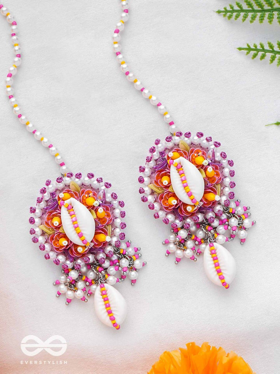 Sambavika - The Shell Enchantments - Beads And Shells Embroidered Earrings