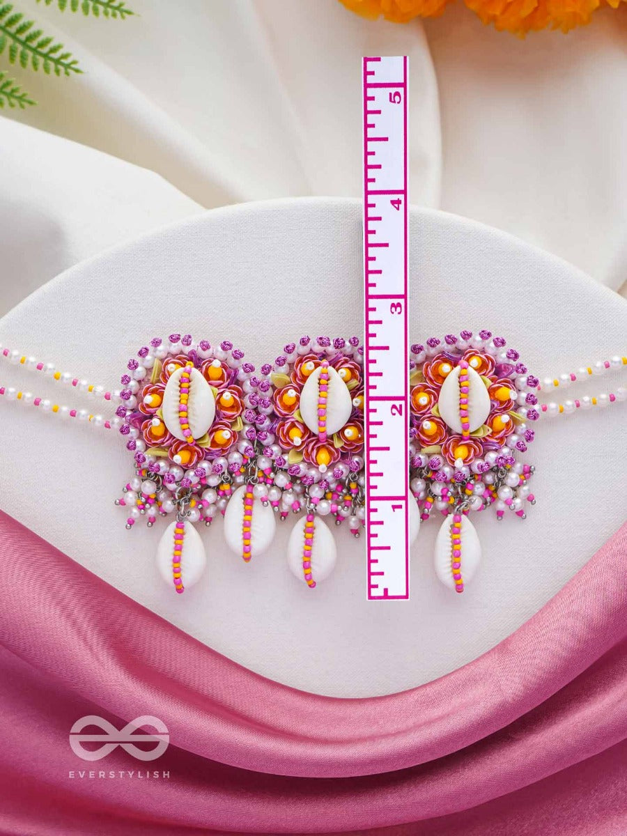 Drapa - Ocean Melody Blossoms - Shell And Beads Embroidered Necklace