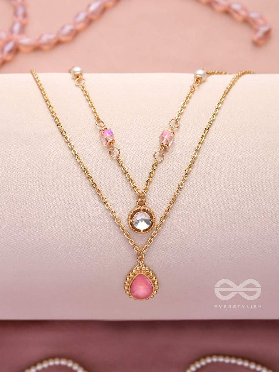 Romantic Rosewater - Golden Embellished Multilayer Neckpiece With Anti-Tarnish Coating