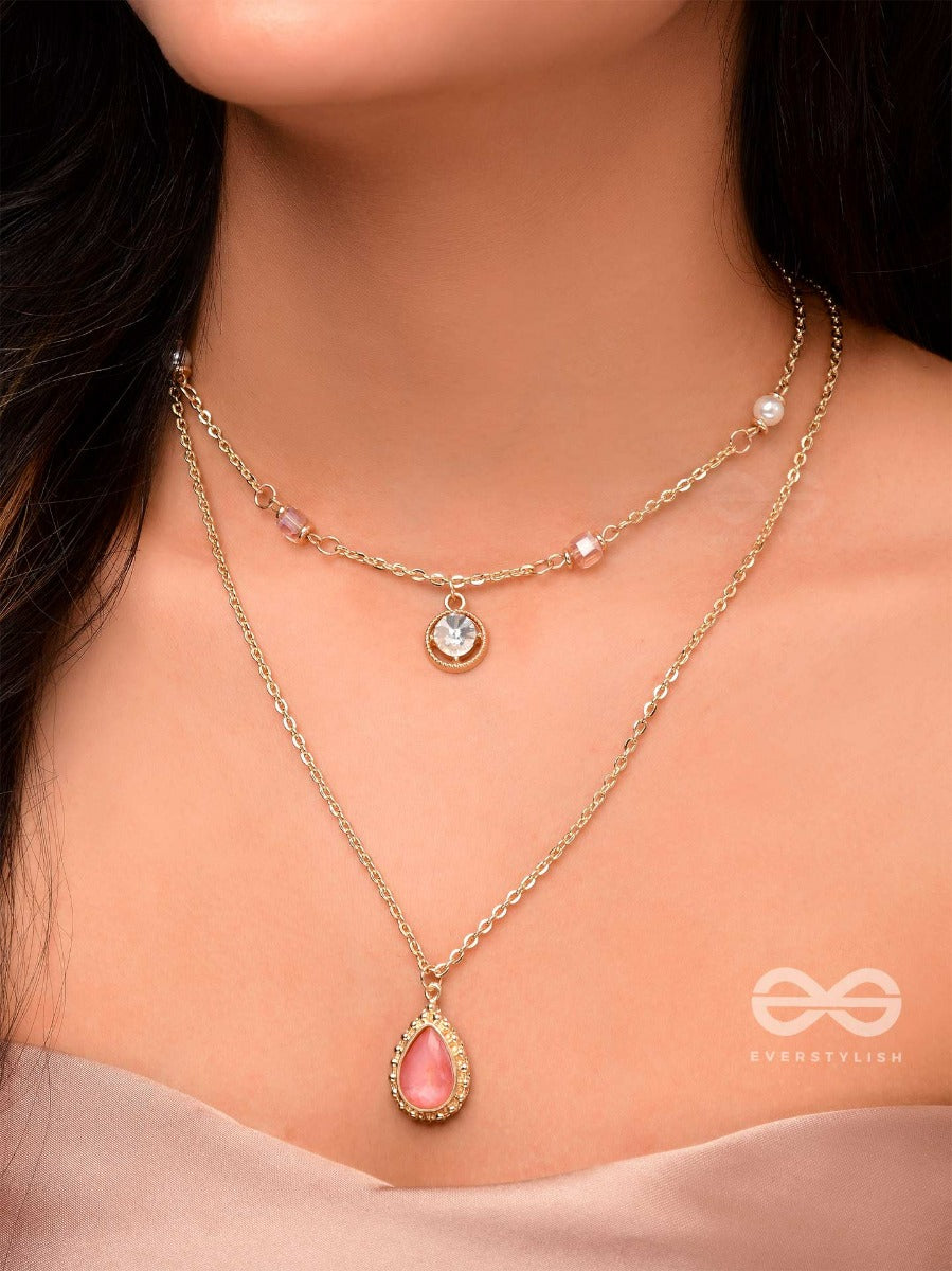 Romantic Rosewater - Golden Embellished Multilayer Neckpiece With Anti-Tarnish Coating