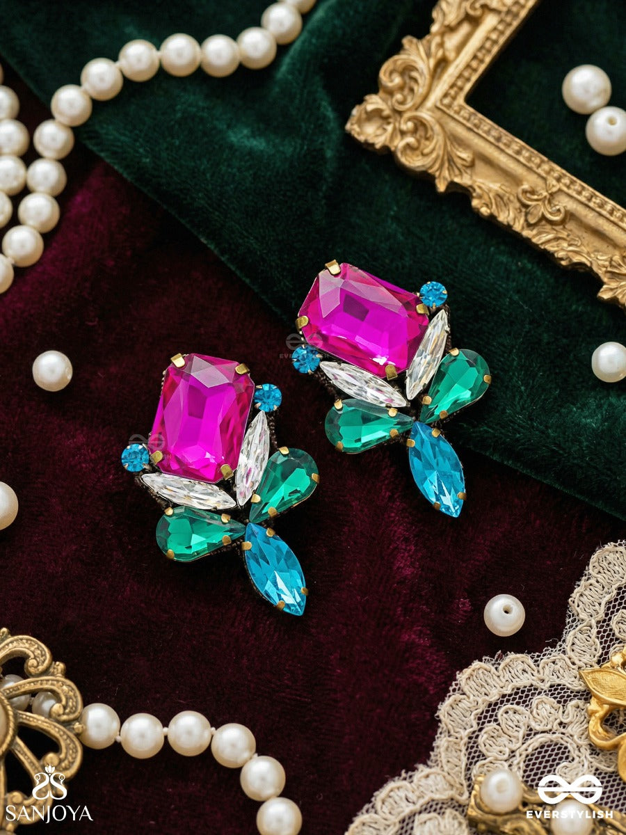 Mahamani- The Imperial Stone - Stones Hand Embroidered Earrings (Multicolour)