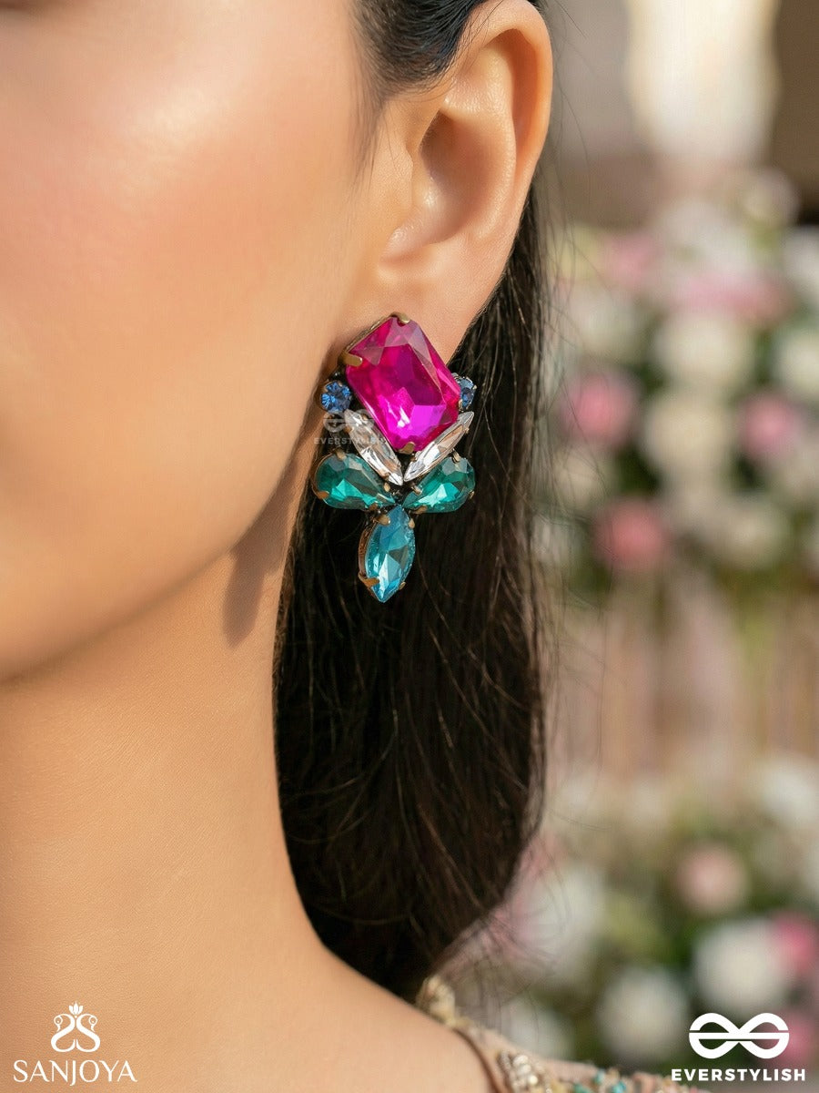 Mahamani- The Imperial Stone - Stones Hand Embroidered Earrings (Multicolour)