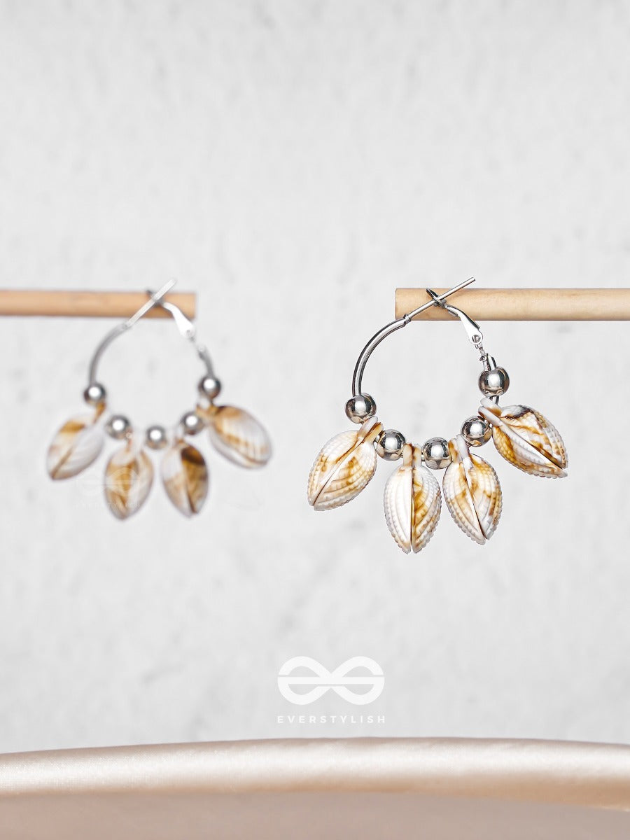 Mermaid's Shell Magic - Silver Hoop Earrings