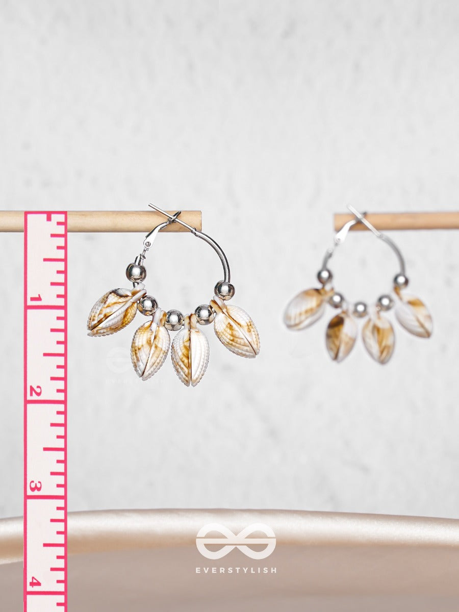 Mermaid's Shell Magic - Silver Hoop Earrings