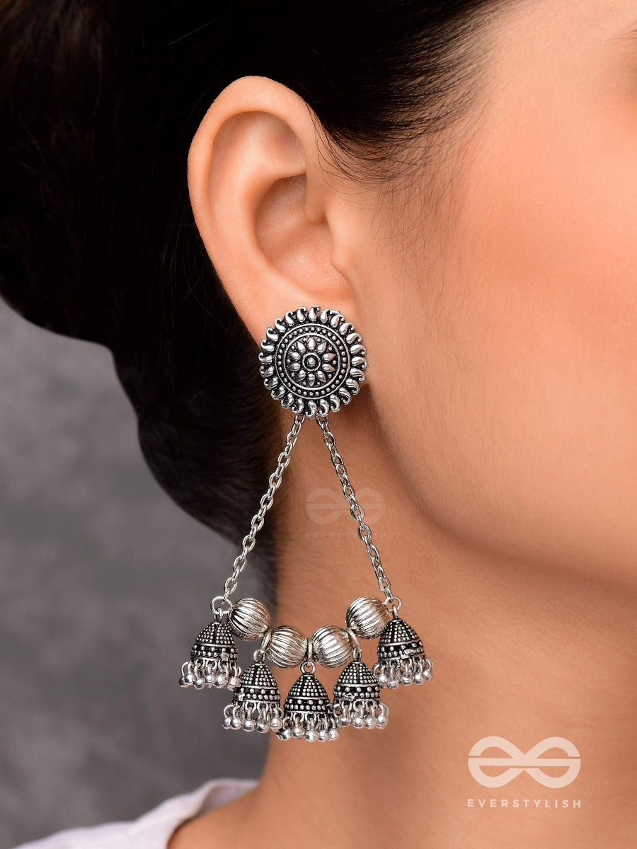 Mystic Moon Shadows - Statement Oxidised Earrings