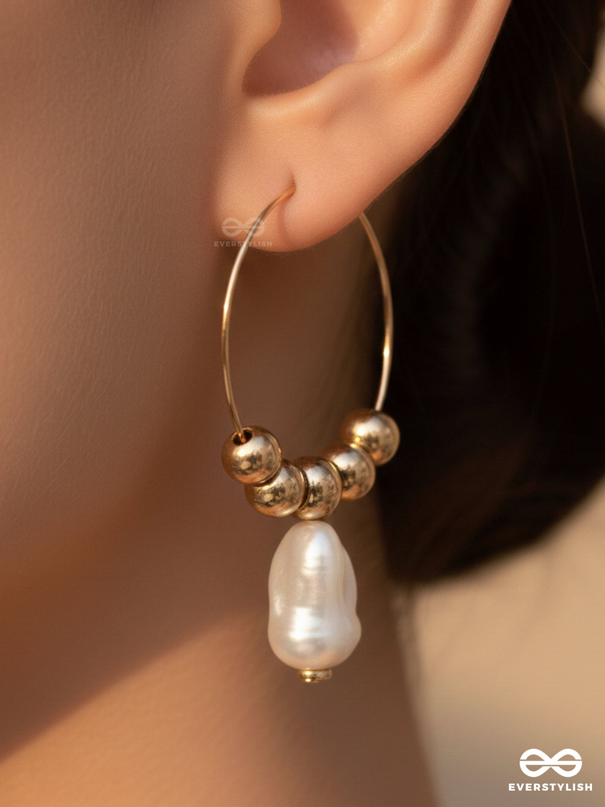 Beaded Sunburst - Golden Hoop Earrings