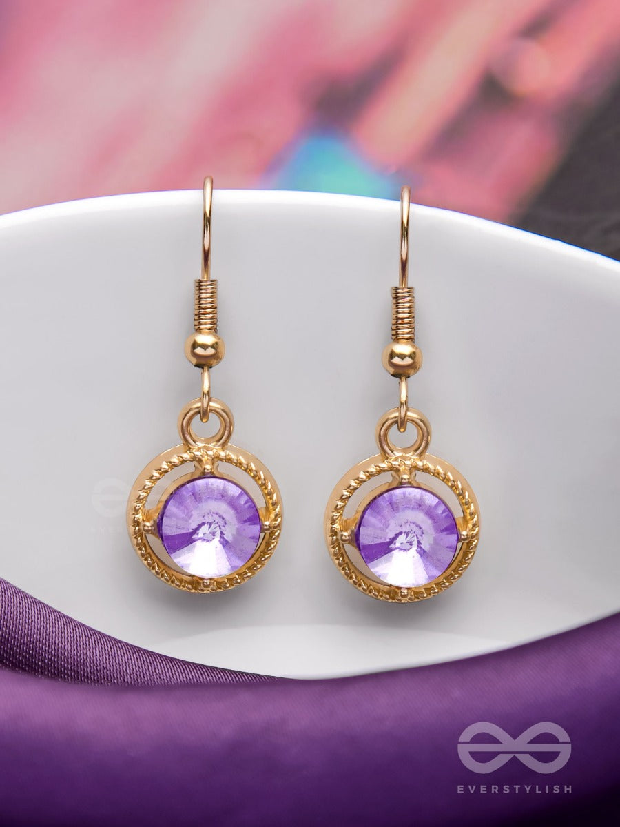 The Purple Haze - Golden Embellished Earrings