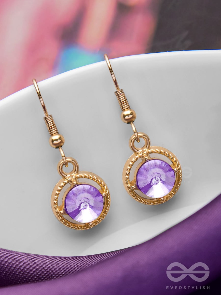 The Purple Haze - Golden Embellished Earrings