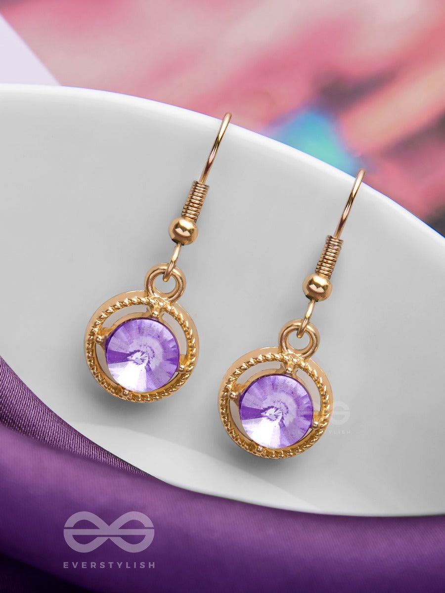 The Purple Haze - Golden Embellished Earrings