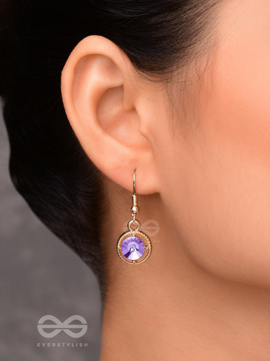 The Purple Haze - Golden Embellished Earrings