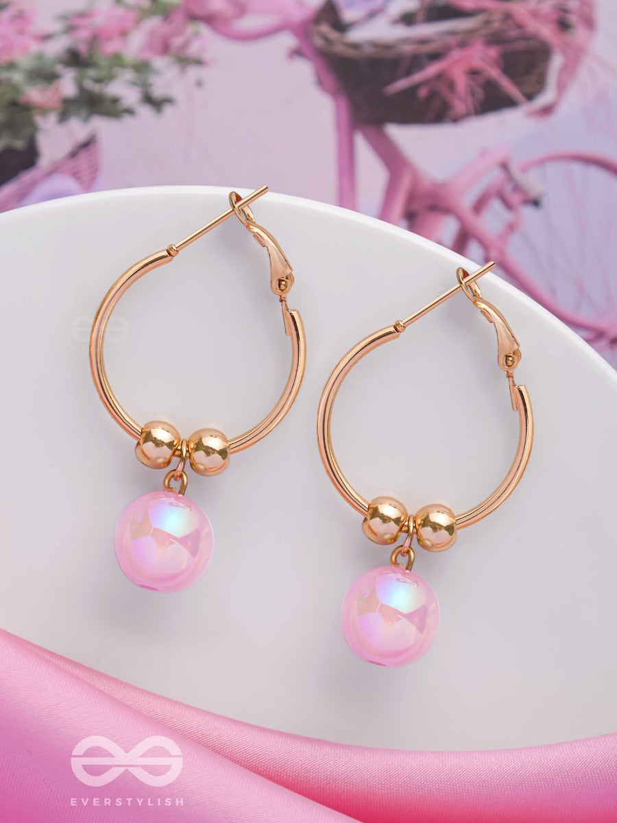 The Pink Champagne - Golden Hoop Earrings