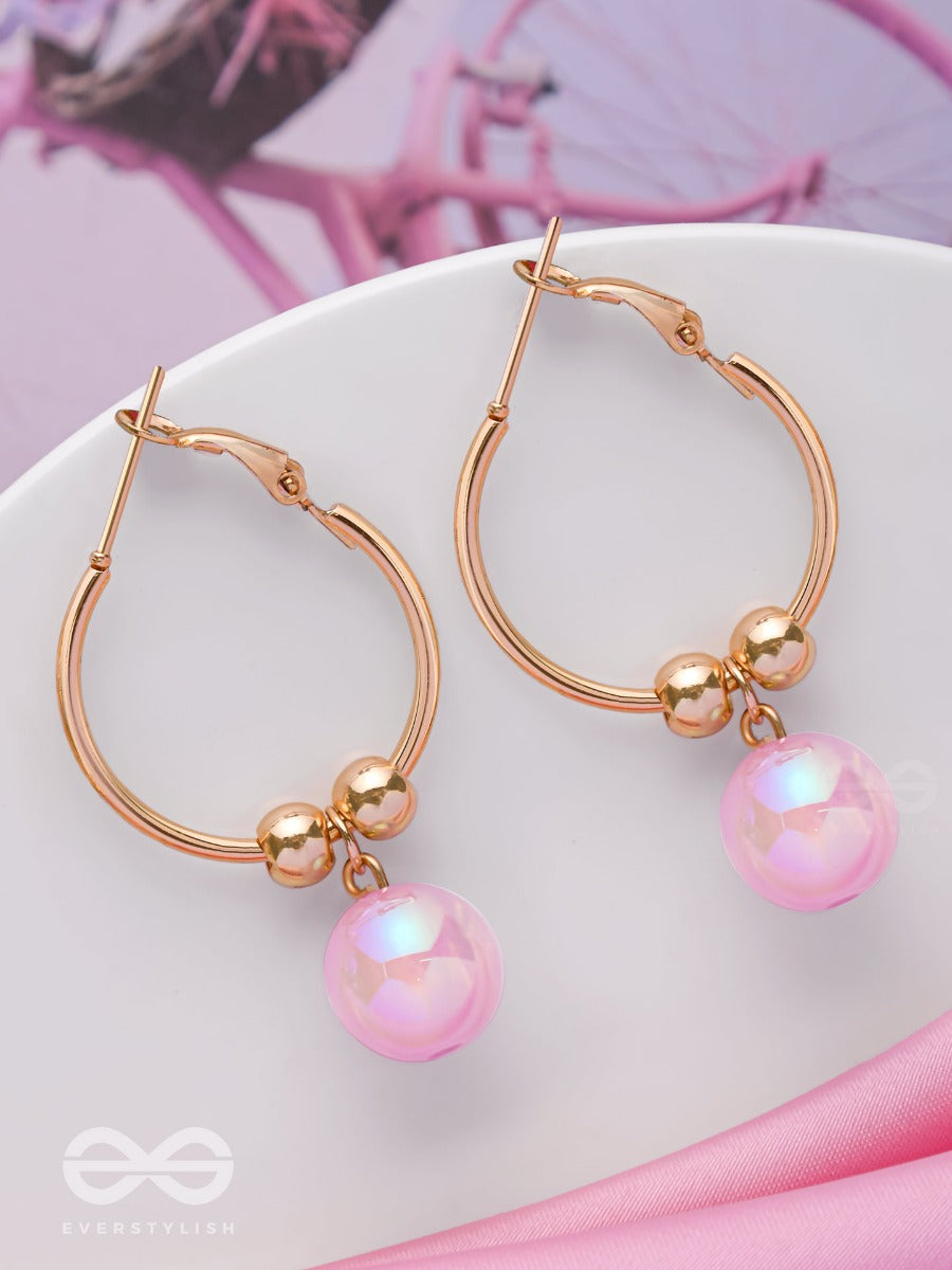 The Pink Champagne - Golden Hoop Earrings