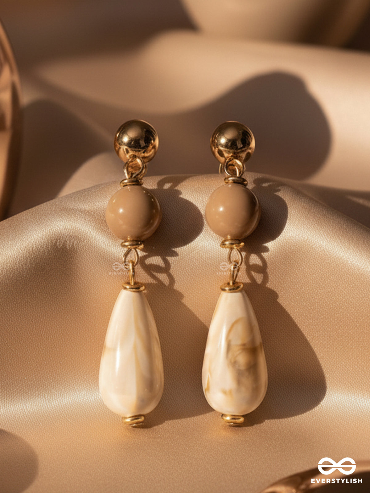The Coastal Dunes - Golden Embellished Sandstone Earrings