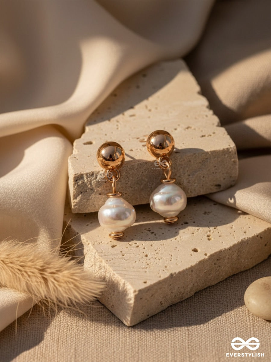 The Moonbeam Pearls - Golden Embellished Earrings
