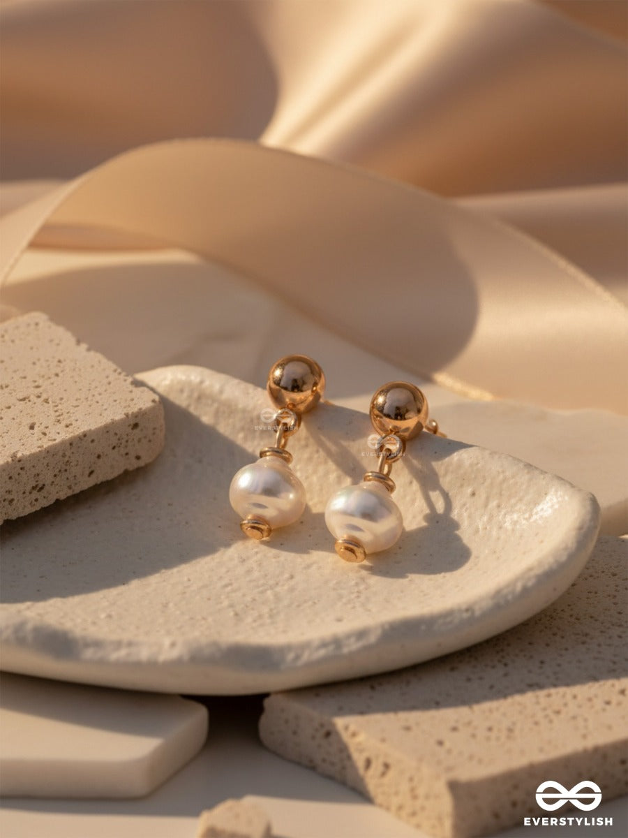 The Moonbeam Pearls - Golden Embellished Earrings