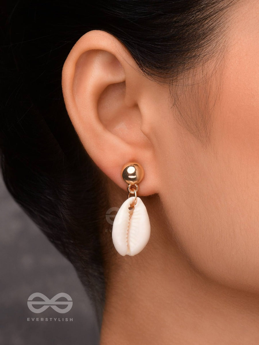 Shell Me About It - Golden Embellished Earrings