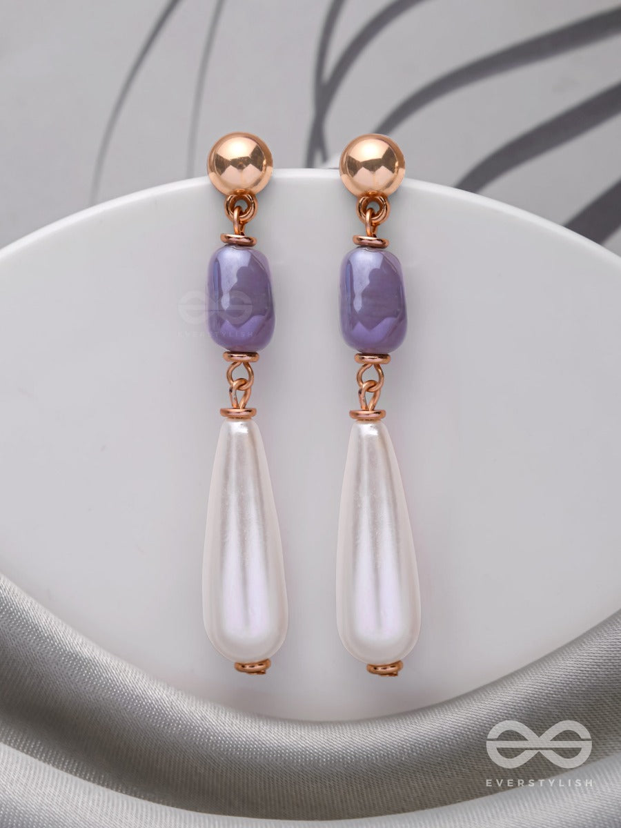 The Pearl Of Dusk - Golden Embellished Earrings