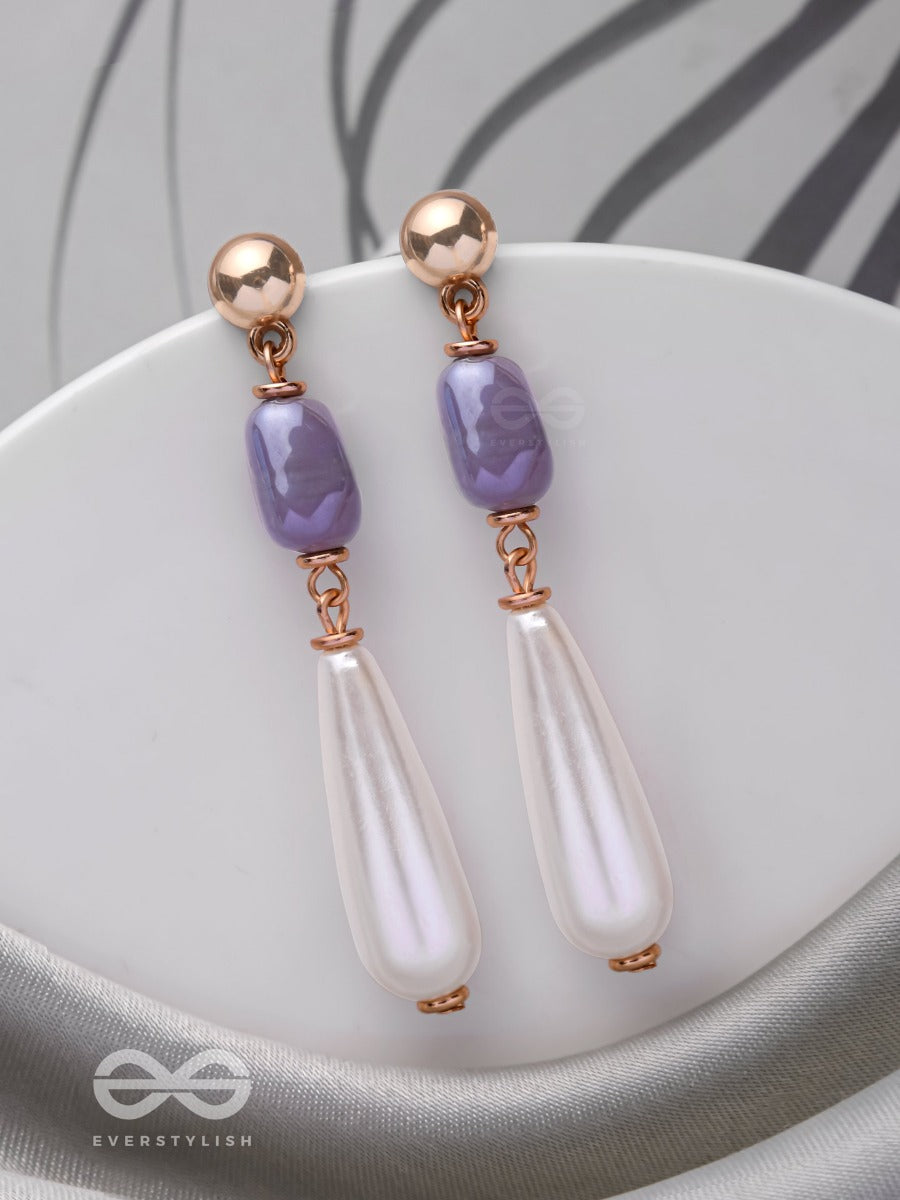 The Pearl Of Dusk - Golden Embellished Earrings