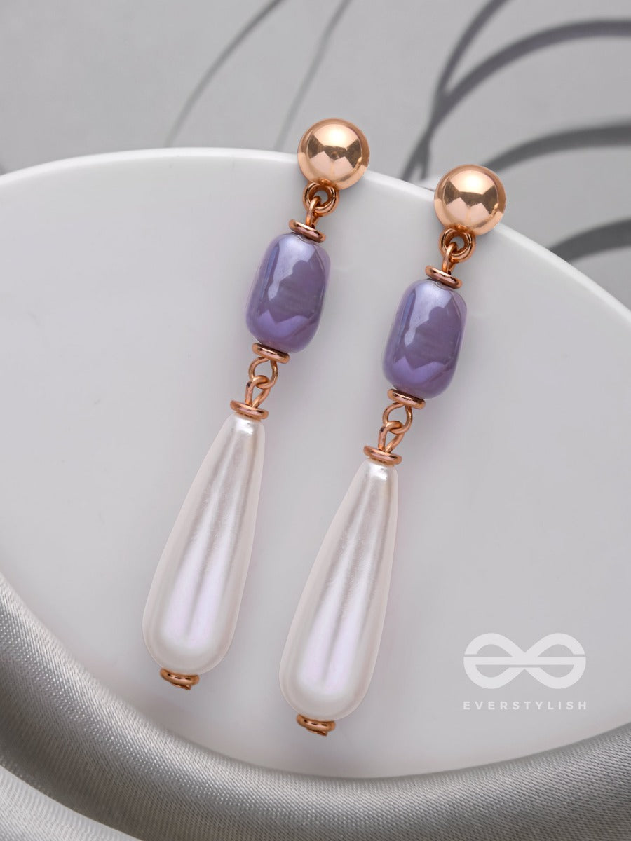 The Pearl Of Dusk - Golden Embellished Earrings