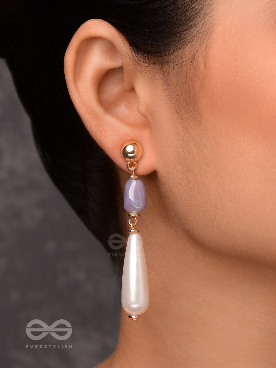 The Pearl Of Dusk - Golden Embellished Earrings
