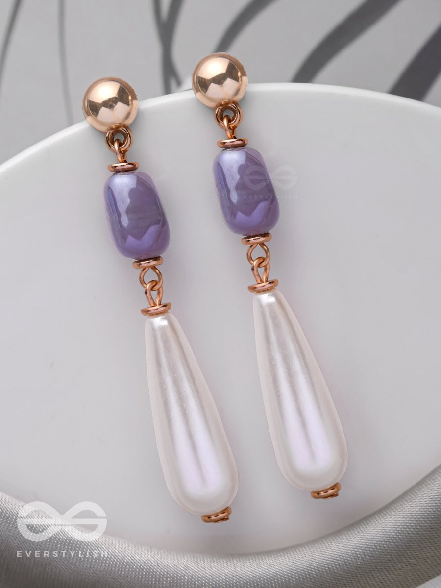 The Pearl Of Dusk - Golden Embellished Earrings
